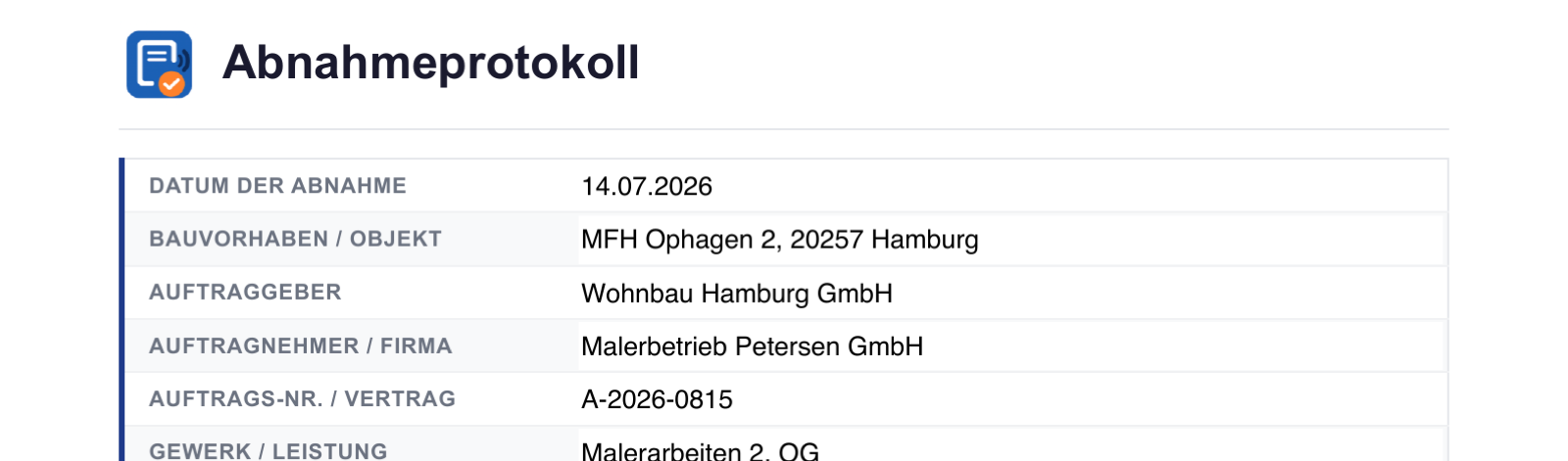 Abnahmeprotokoll Vorlage: Bauabnahme mit Mängelliste, Fristen und Unterschriften dokumentieren